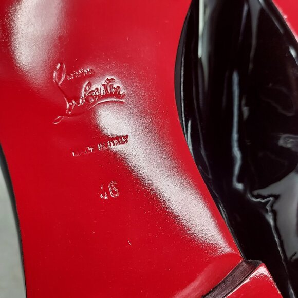 Christian Louboutin Black Lafitte Velvet Patent Striped Lace Up Shoe main image 4
